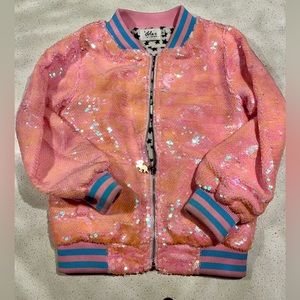 Lola + The Boys Metallic Pink Sequin jacket